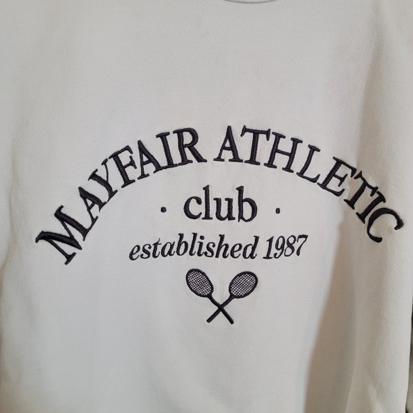Mayfair Group Athletic Club Sweatshirt Embroidered OS Cream Oversized Tennis - Picture 3 of 16